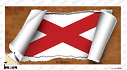 Alabama State Flag Scroll Out Bumper Sticker