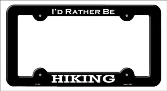 I'd Rather Be Hiking Metal License Plate Frame - Black