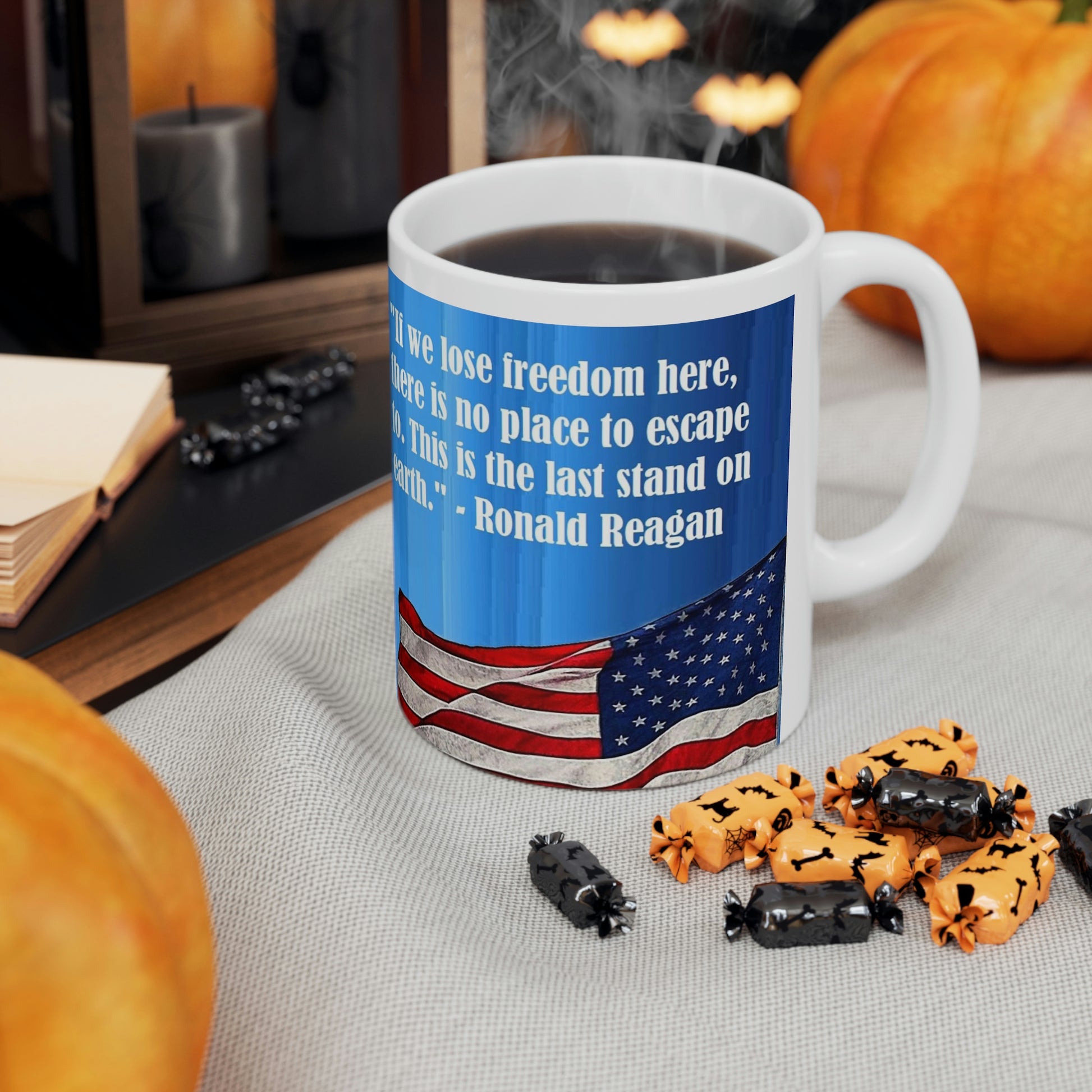 Right Side View Ronald Reagan Collection Ceramic Mug 11oz - Freedoms Last Stand