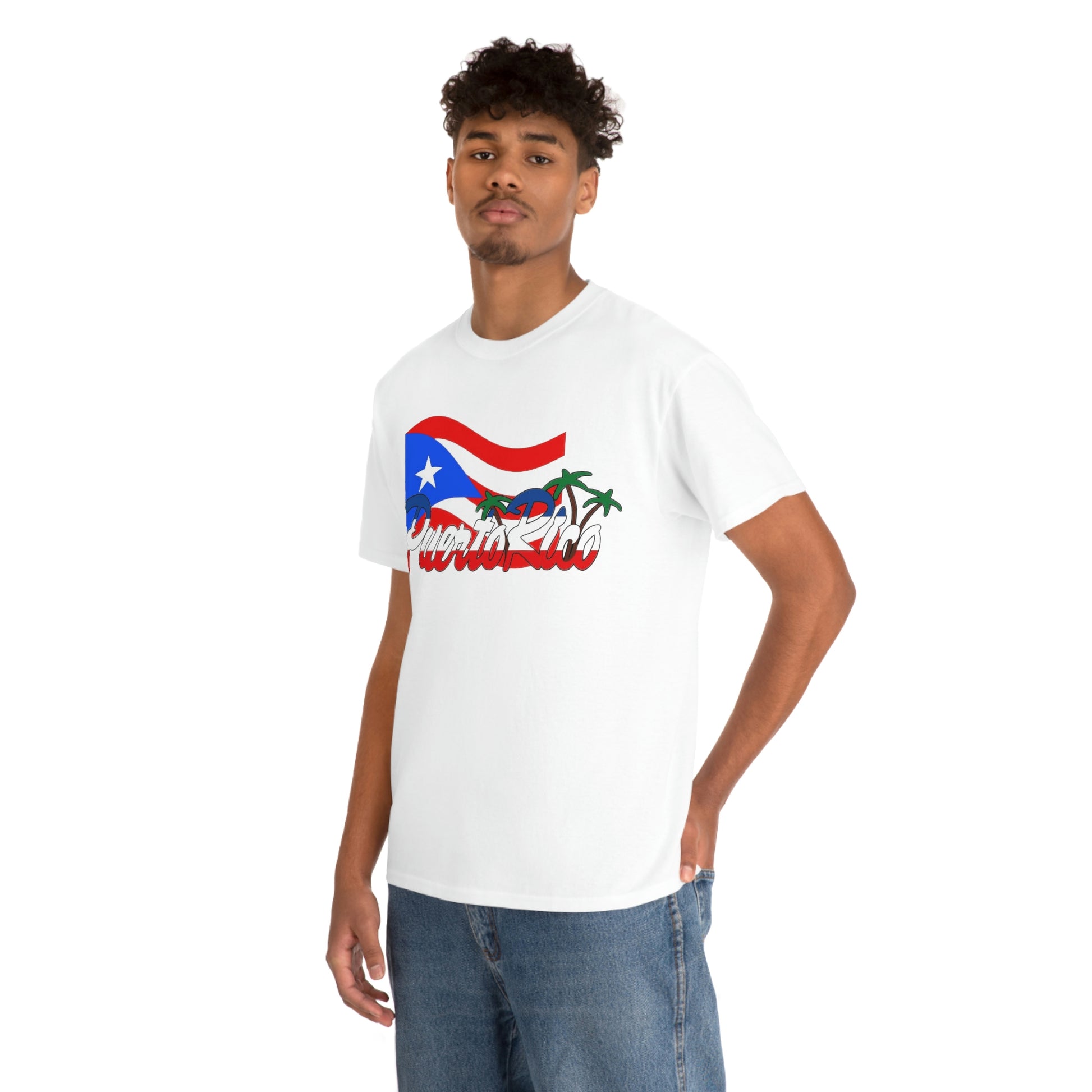 Guy Wearing Puerto Rico Cotton Tee Shirt