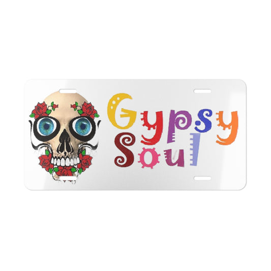 Gypsy Soul Skull and Roses Vanity License Plate