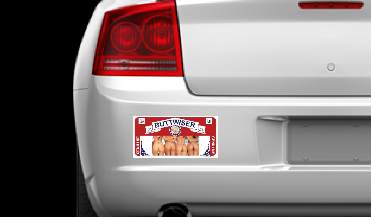 Buttwiser Bumper Sticker On Car