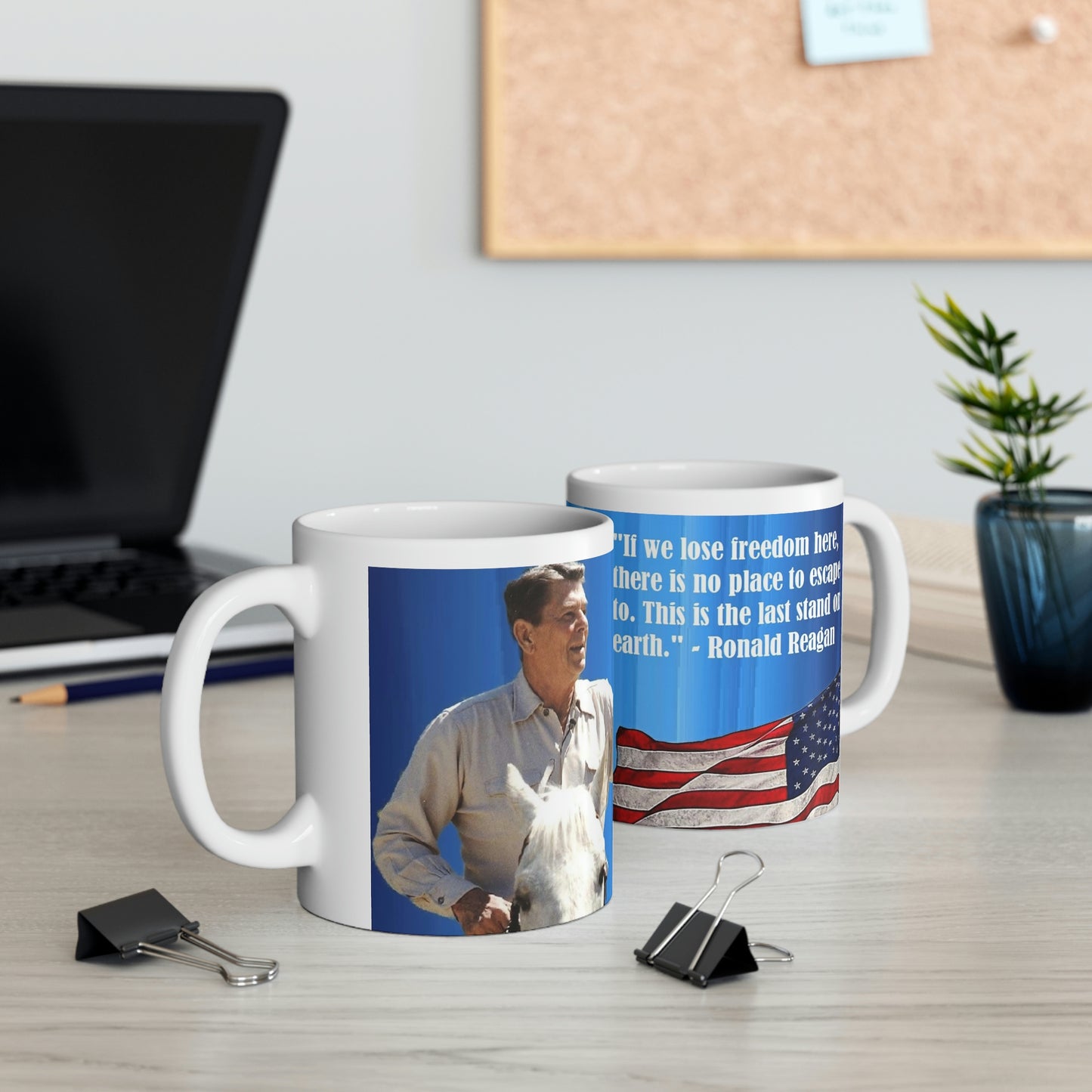 Pair Of Ronald Reagan Collection Ceramic Mug 11oz - Freedoms Last Stand