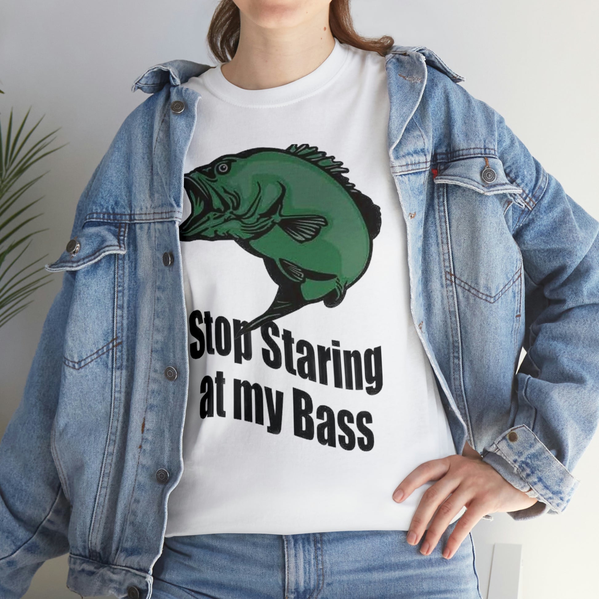Stop Staring At My Bass Unisex Heavy Cotton Tee