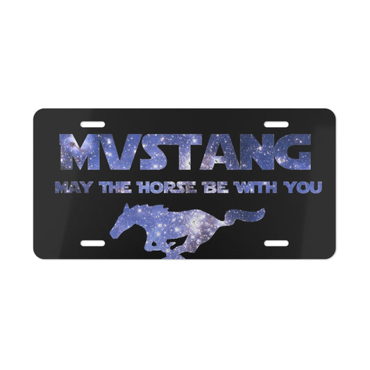 Mustang May The Horse Be With You Black Vanity License Plate