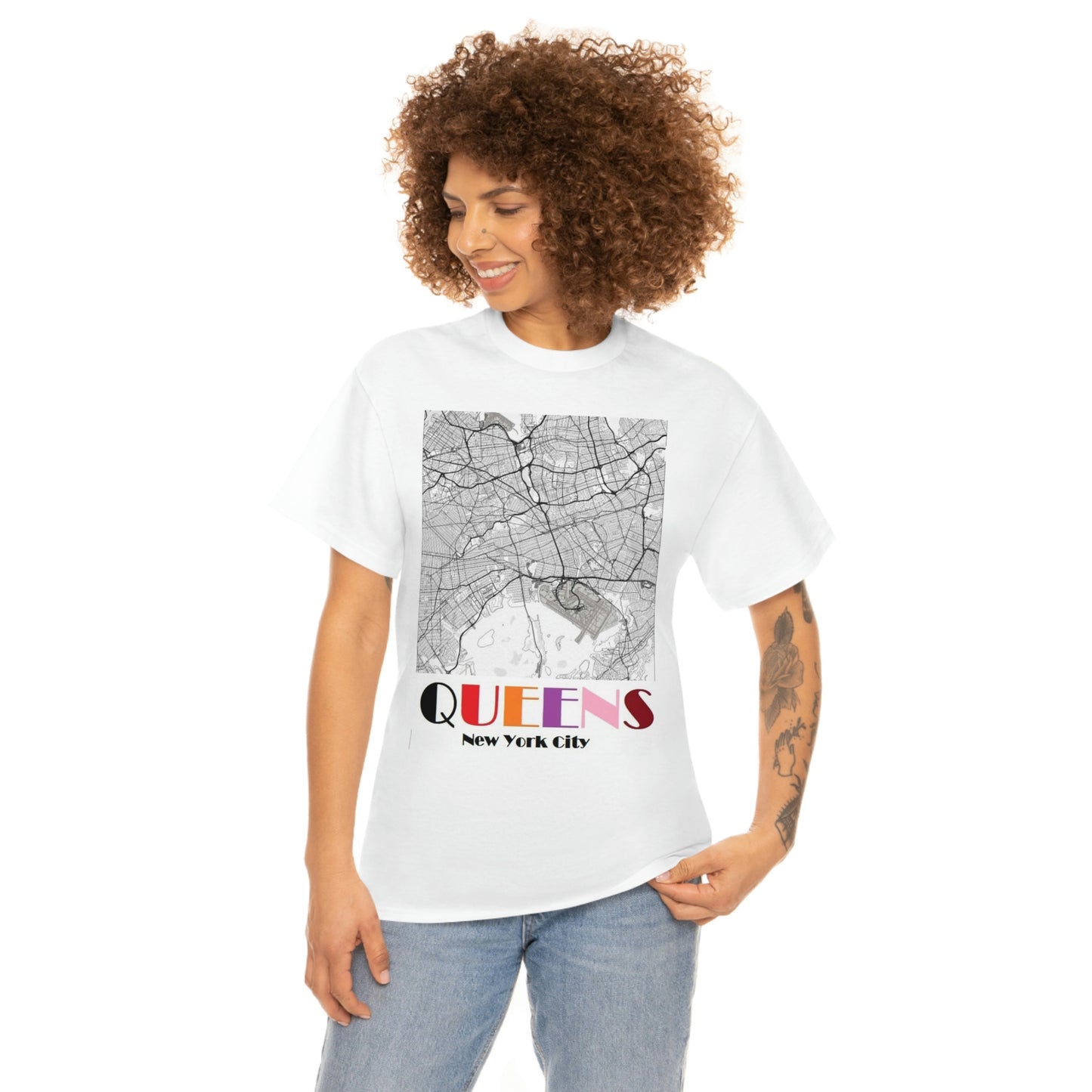 Queens New York City Unisex Heavy Cotton Tee Shirt