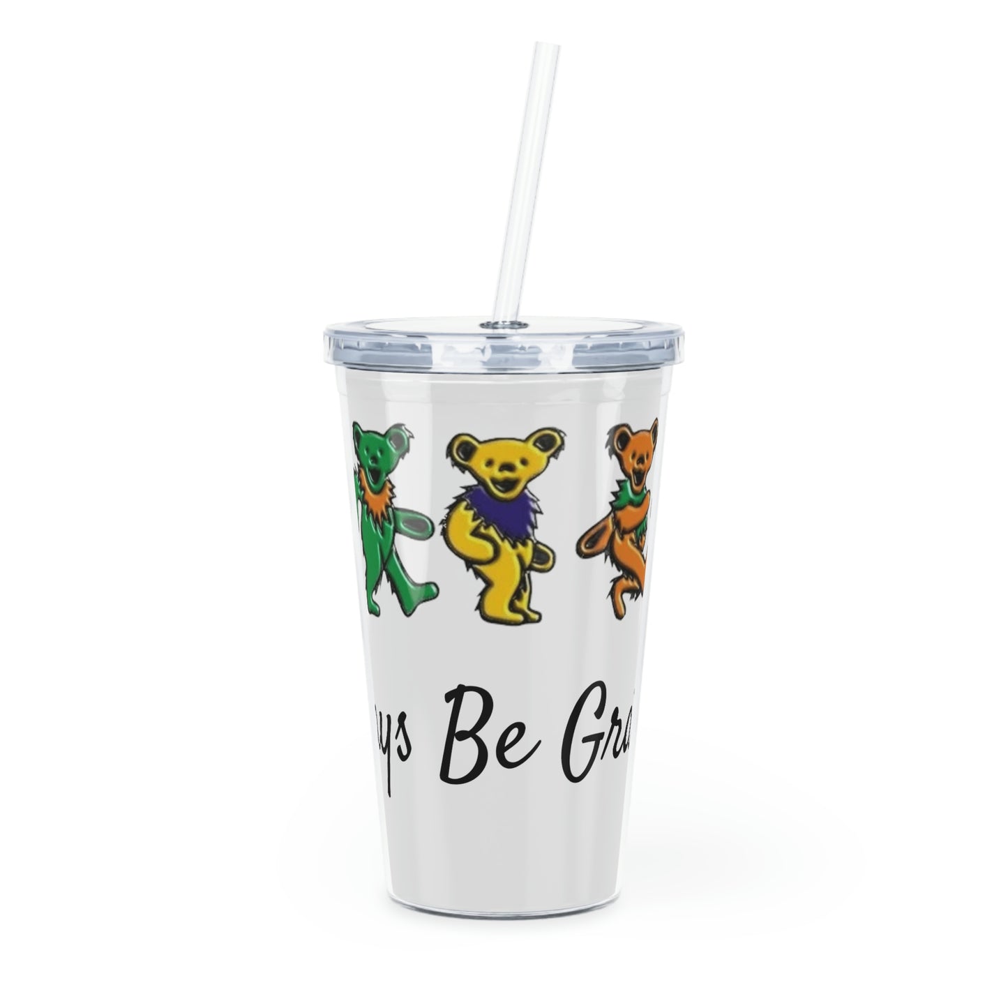 Grateful Marching Bears Plastic Tumbler with Straw