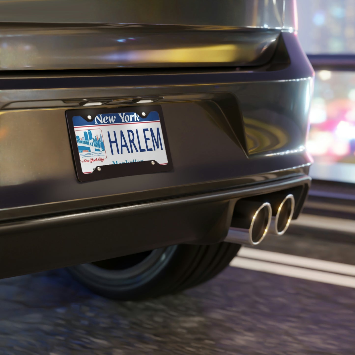 Harlem NY License Plate Mounted On Vehicle