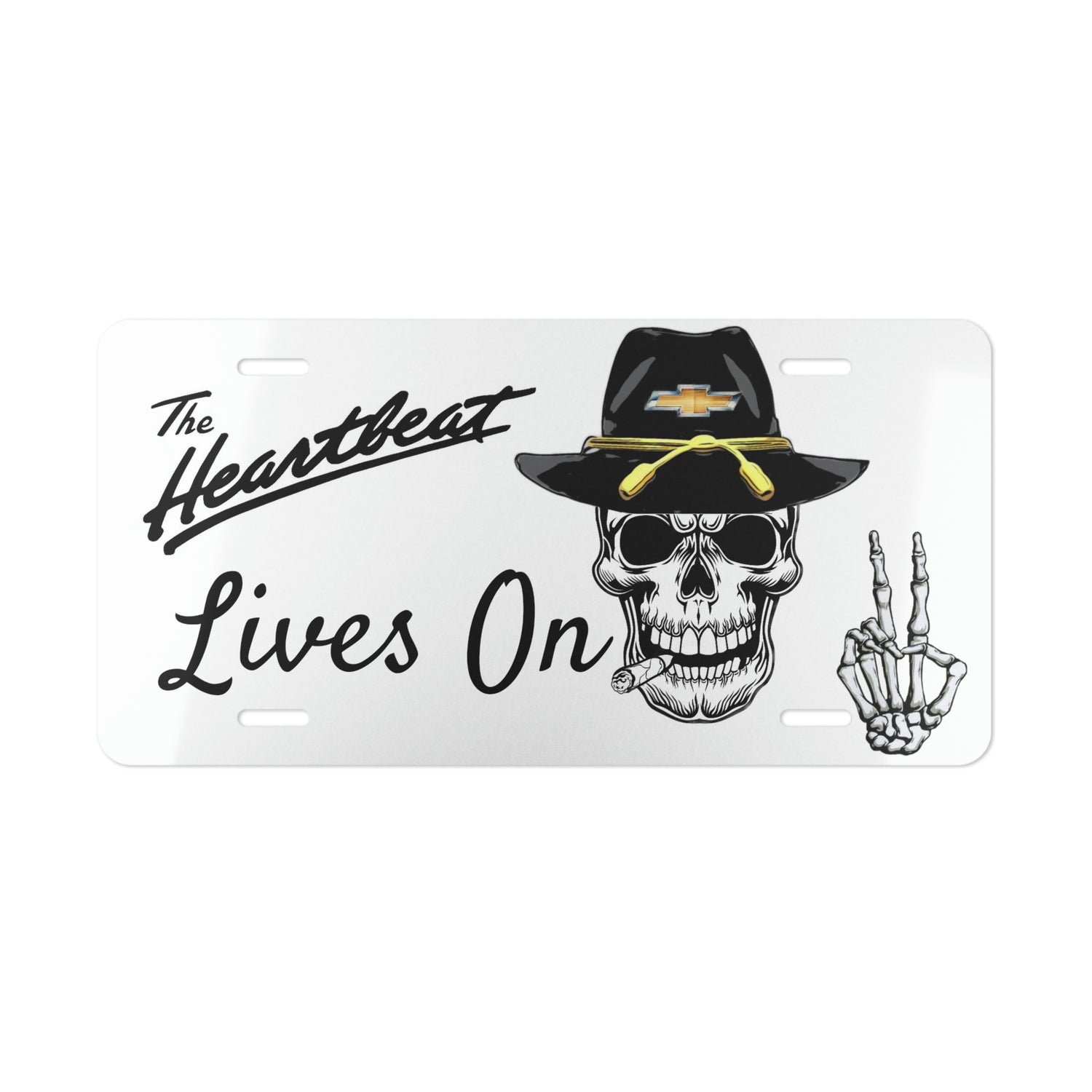 Chevy The Heartbeat Lives On Parody Vanity license Plate
