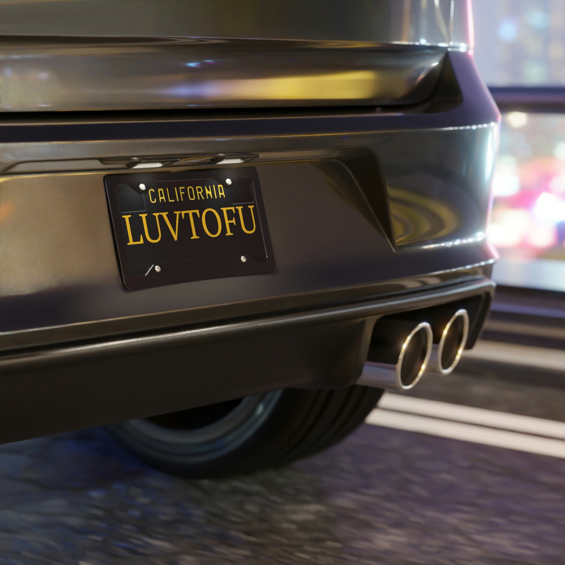 Mounted LUVTOFU Vanity License Plate