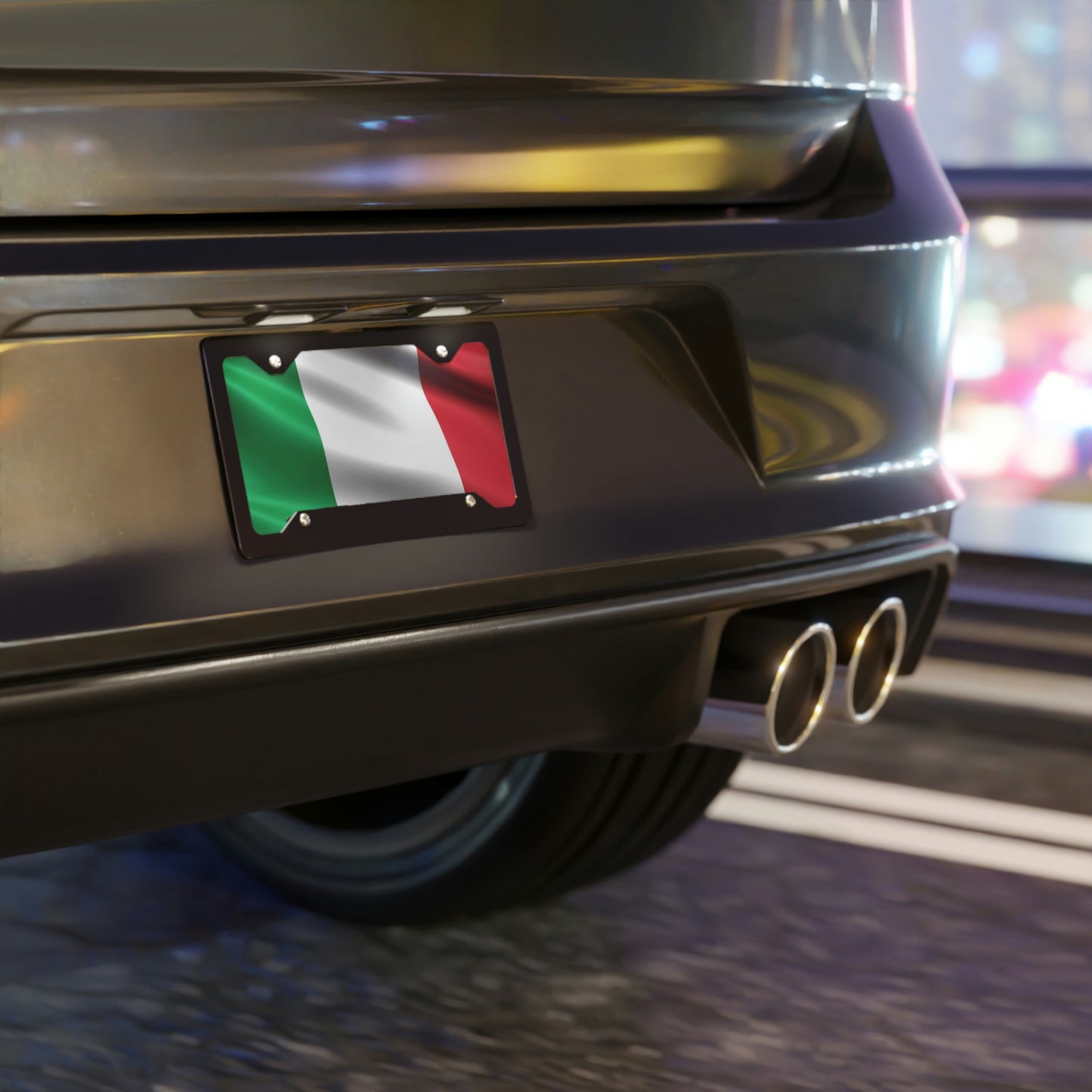 Waving Italian Flag Vanity License Plate