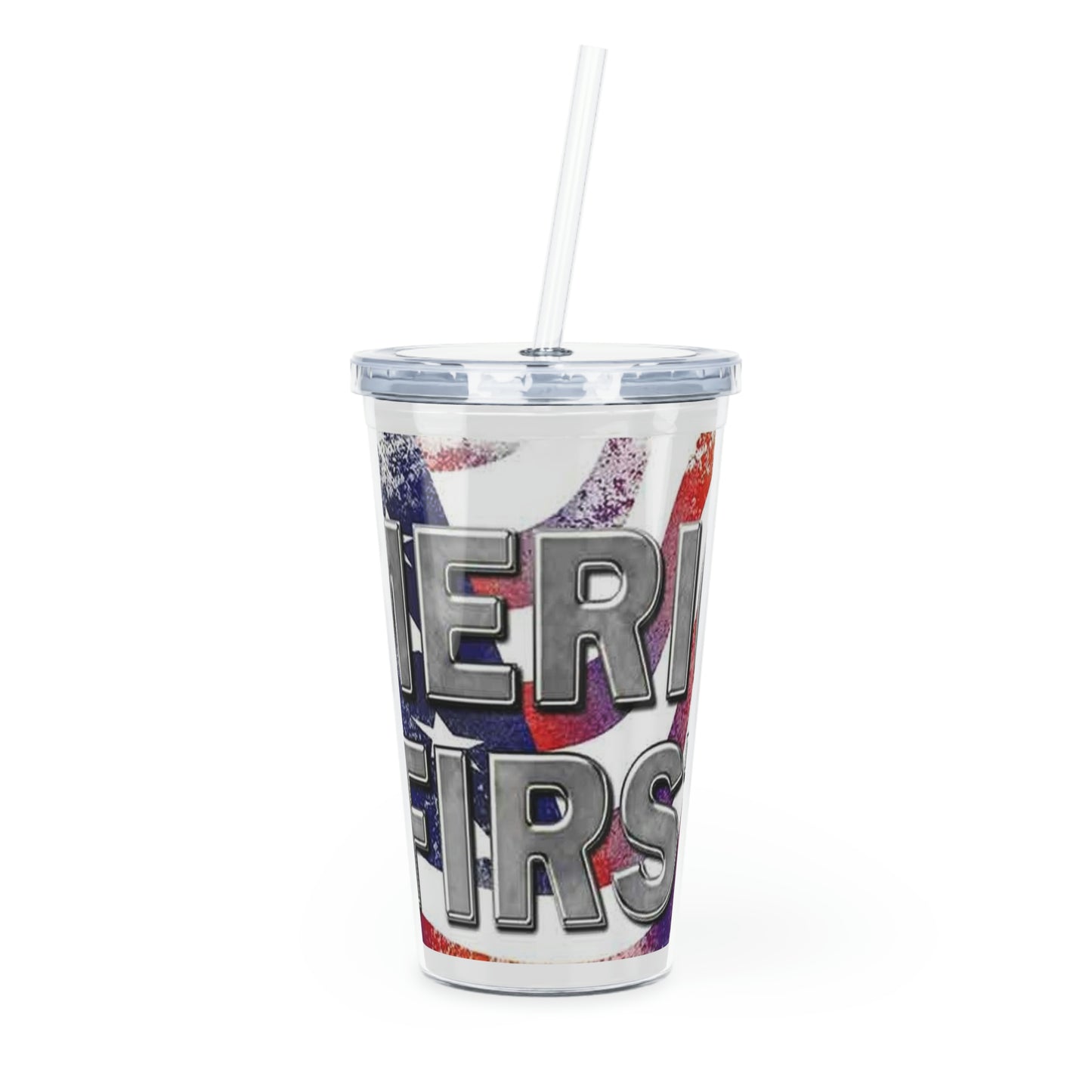 America First Plastic Tumbler with Straw
