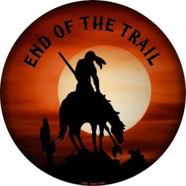End of The Trail Circular Wall Sign and Coaster Set