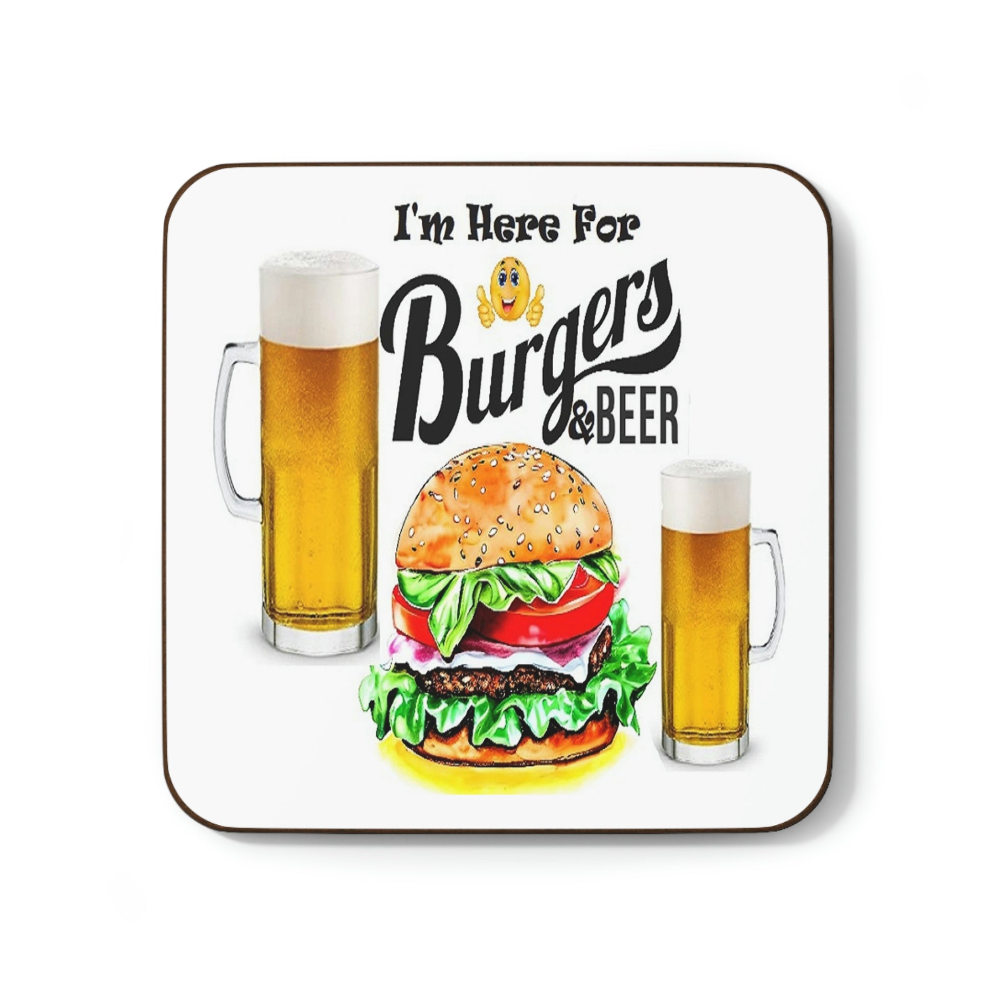 Burgers and Beer Hardboard Back Coaster