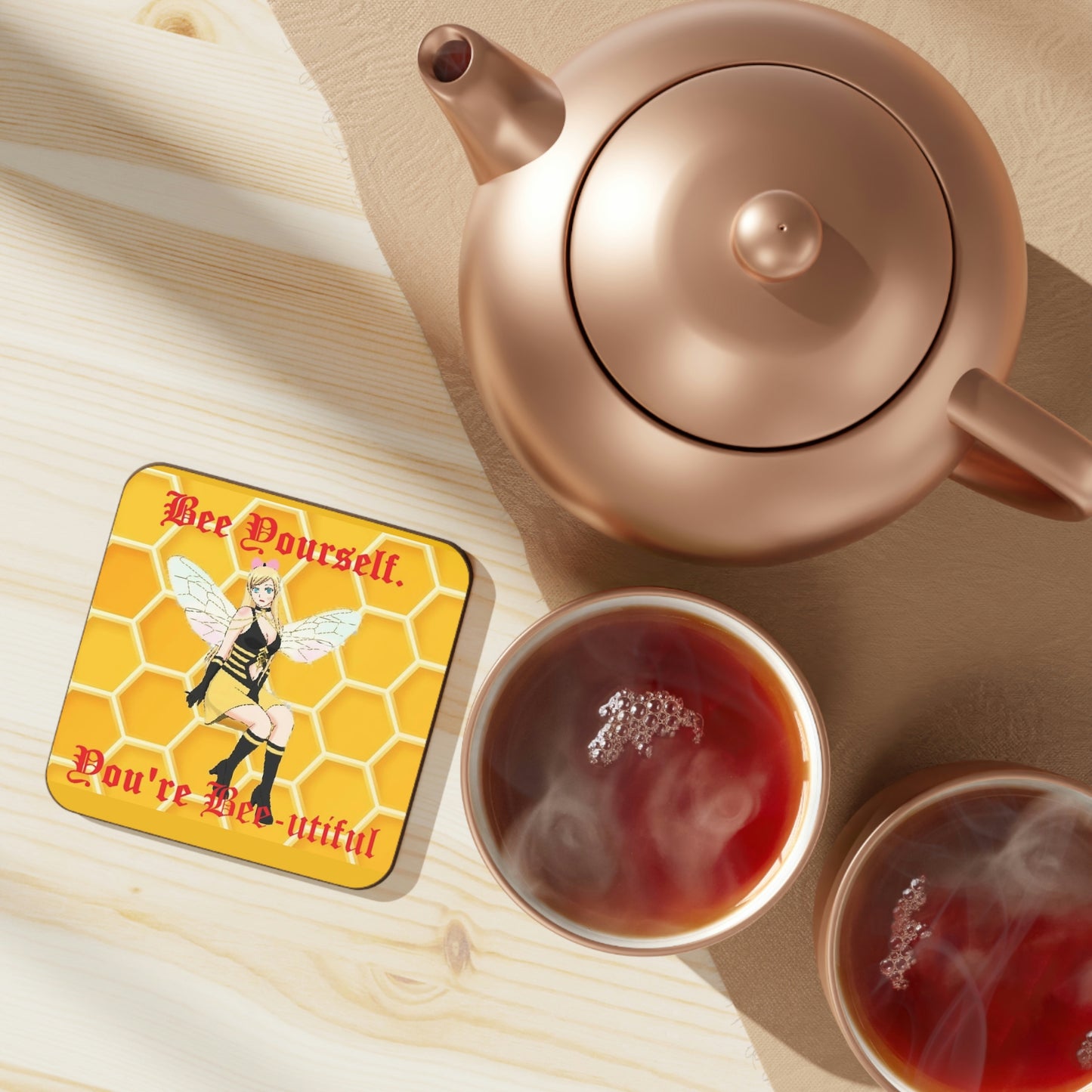 Bee Yourself Hardboard Back Coaster In Context