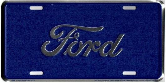 FORD Script Blue License Plate Sign Plaque