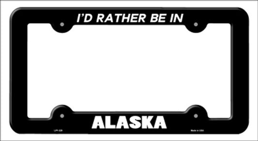 I'd Rather Be In Alaska Metal License Plate Frame