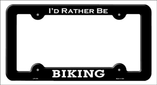 I'd Rather Be Biking Metal License Plate Frame