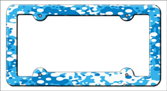 Aquatic Blue Camo Specled Metal License Plate Frame