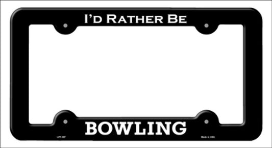 I'd Rather Be Bowling Metal License Plate Frame -Black