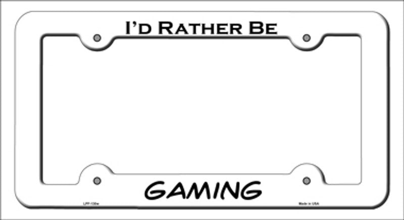I'd rather be Gaming White Metal License Plate Frame