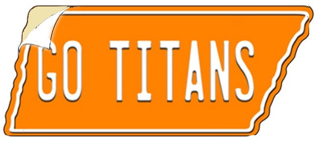 Tennessee Shaped 'Go Titans' Fan Bumper Sticker