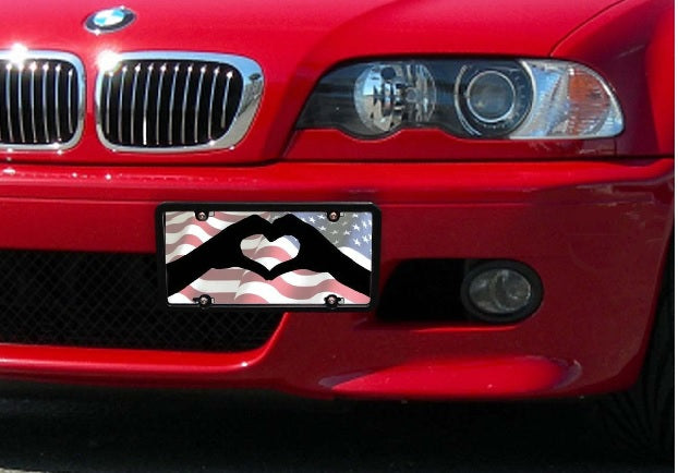 Front Mounted 2 Hand Heart License Plate