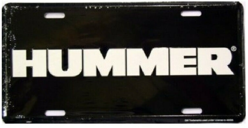 Hummer White Letters on Black License Plate - Raised Design