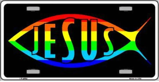 Jesus Word Art ichthys High Color Rainbow Fish