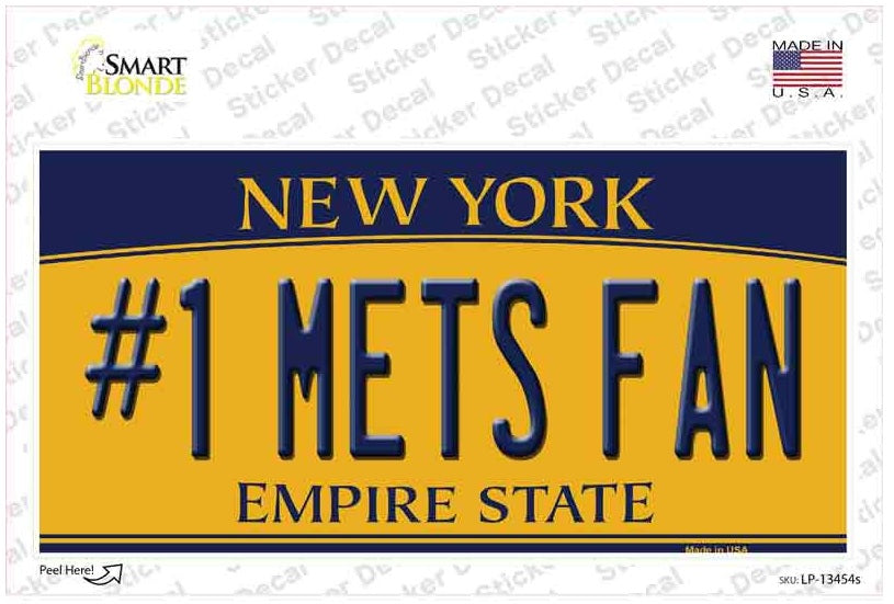 Number One Mets Fan Peel and Stick Bumper Sticker