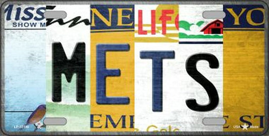 NY Mets Folk Art Novelty Metal License Plate