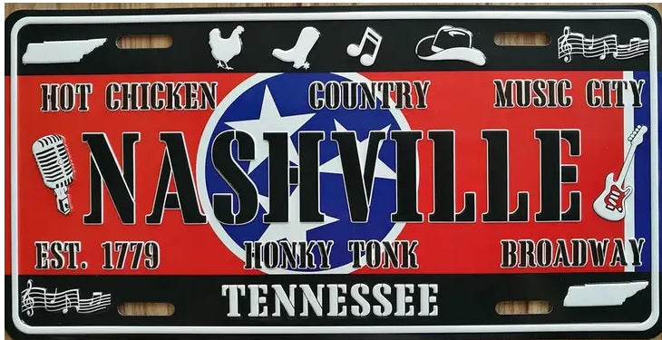 Nashville Country Music License Plate Style Sign