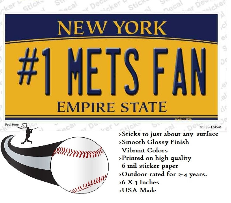 Number One Mets Fan Peel and Stick Bumper Stickers