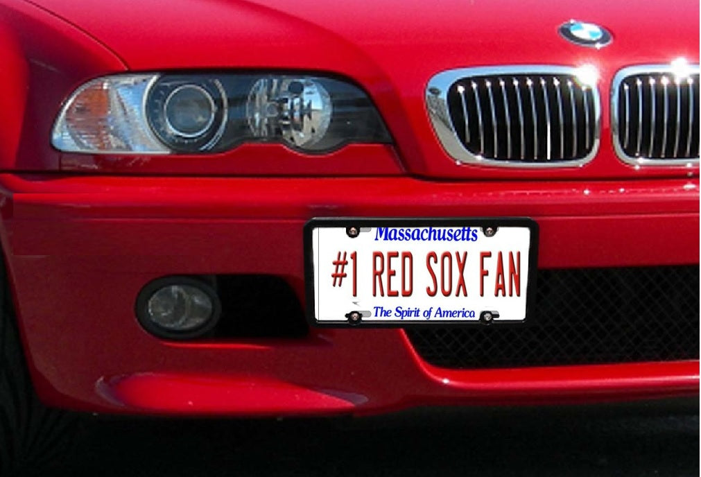 Mounted Number 1 Red Sox Fan License Plate