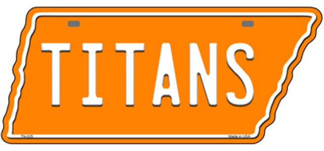 Tennessee Shaped Titans License Plate Style Sign