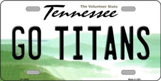 Tennessee Titans 'GO TITANS' Metal Novelty License Plate Style Sign