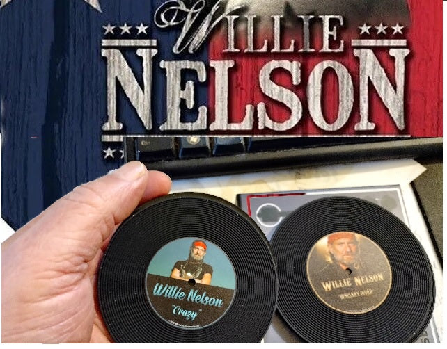 Willie Nelson Vinyl Circular Coaster Set of 4